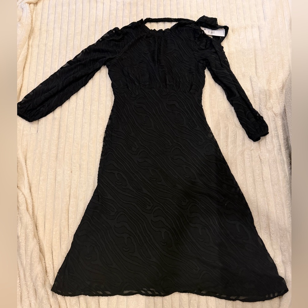 Long Tall Sally Black Animal Burnout Tie Midi Dress